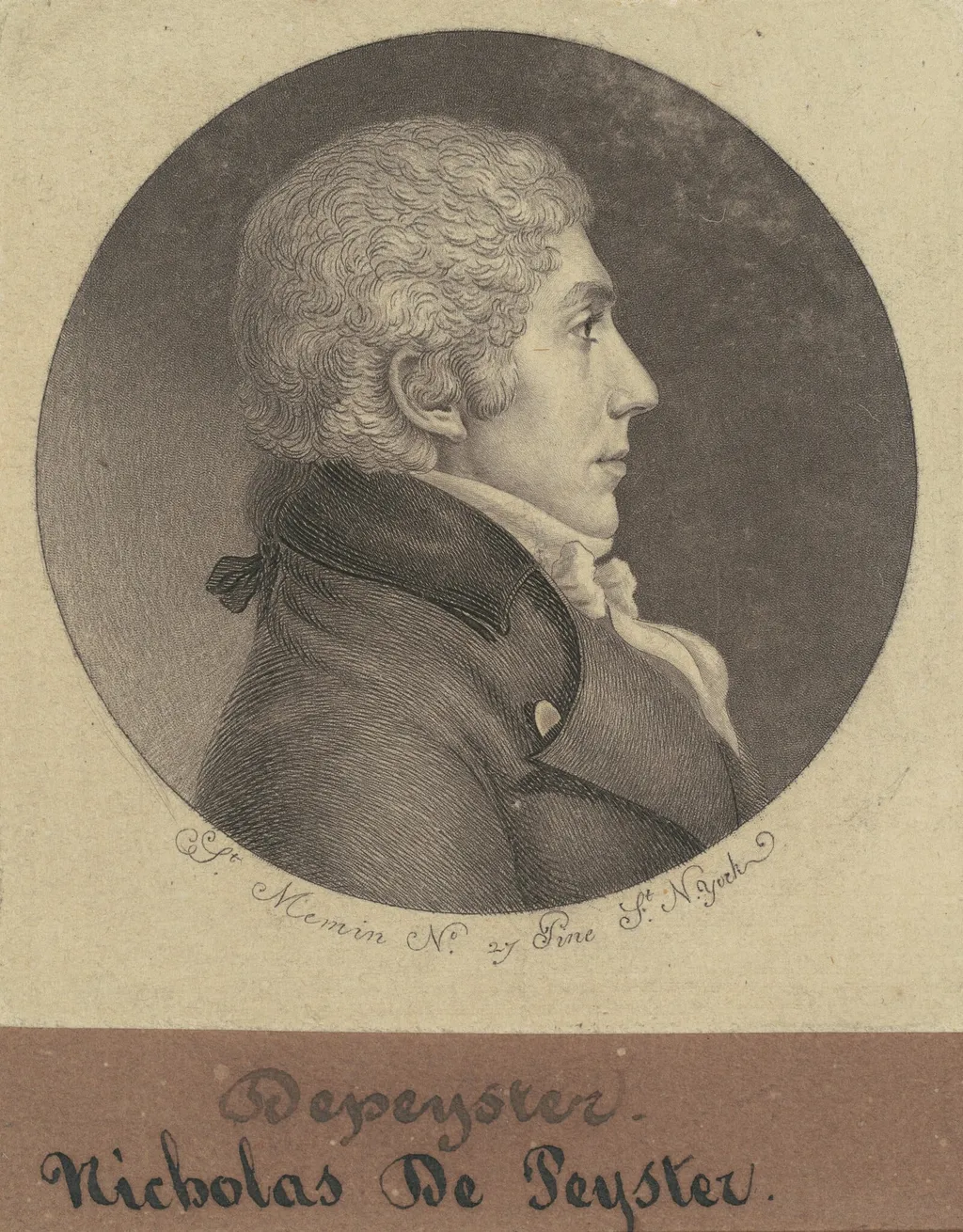 Nicholas de Peyster, Jr., by Charles B. J. Févret de Saint-Mémin, ink, 1797