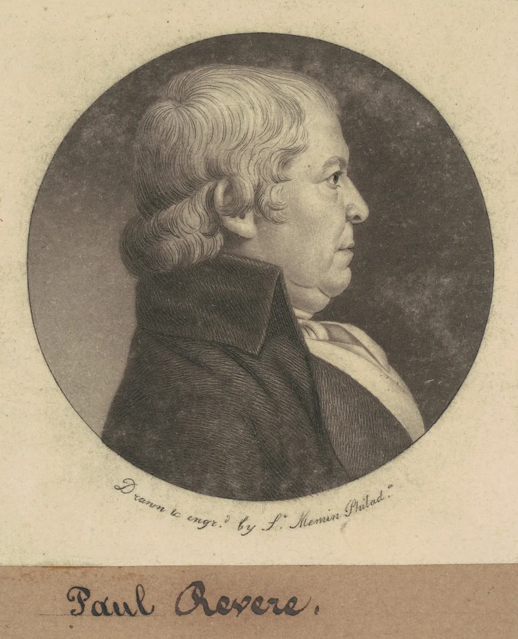 Paul Revere, by Charles B. J. Févret de Saint-Mémin, ink, 1800