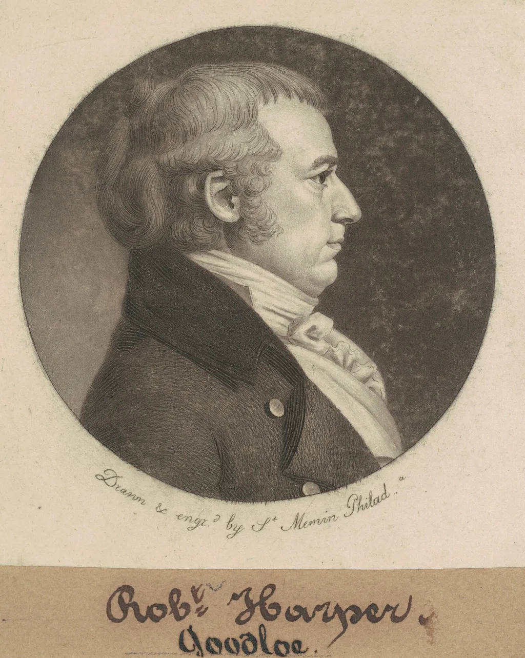 Robert Goodloe Harper, by Charles B. J. Févret de Saint-Mémin, ink, 1799