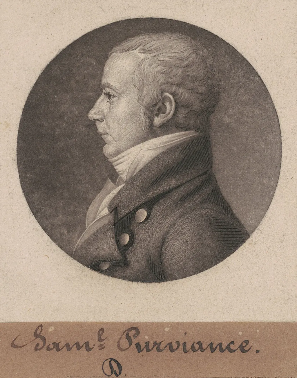 Samuel Dinsmore Purviance, by Charles B. J. Févret de Saint-Mémin, ink, 1805