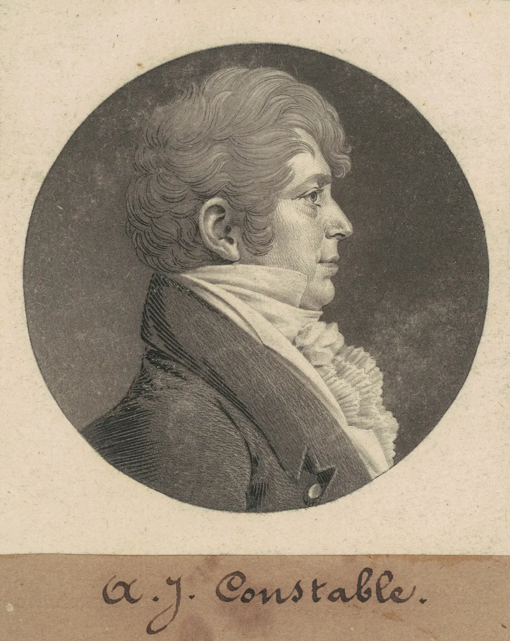 A. J. Constable, by Charles Balthazar Julien Févret de Saint-Mémin, ink, 1809