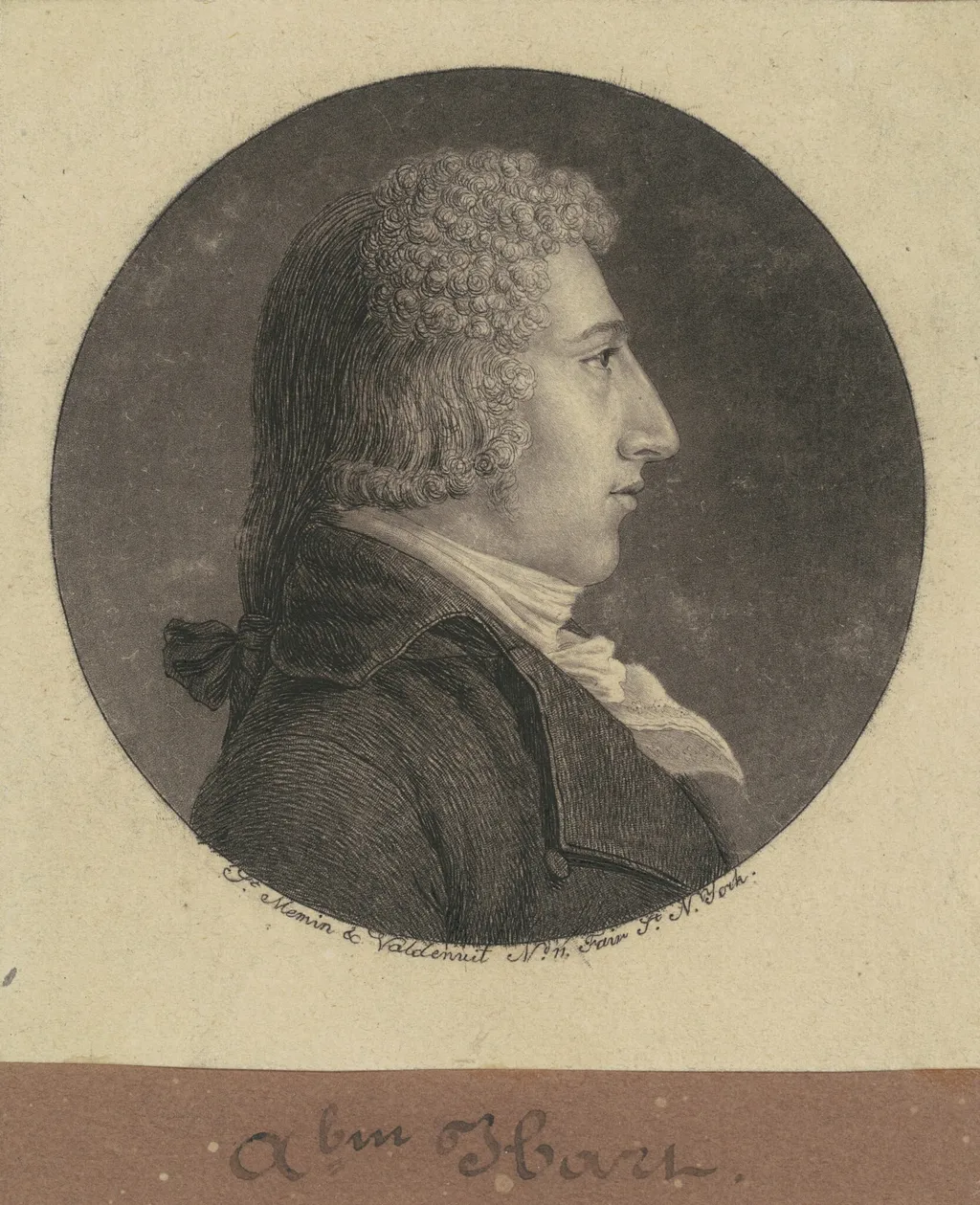 Abraham Hart, by Charles Balthazar Julien Févret de Saint-Mémin, ink, 1796