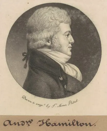 Andrew Hamilton, by Charles Balthazar Julien Févret de Saint-Mémin