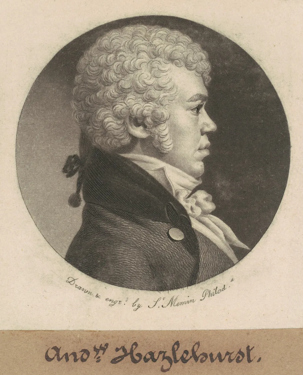 Andrew Purviance Hazlehurst, by Charles Balthazar Julien Févret de Saint-Mémin, ink, 1800