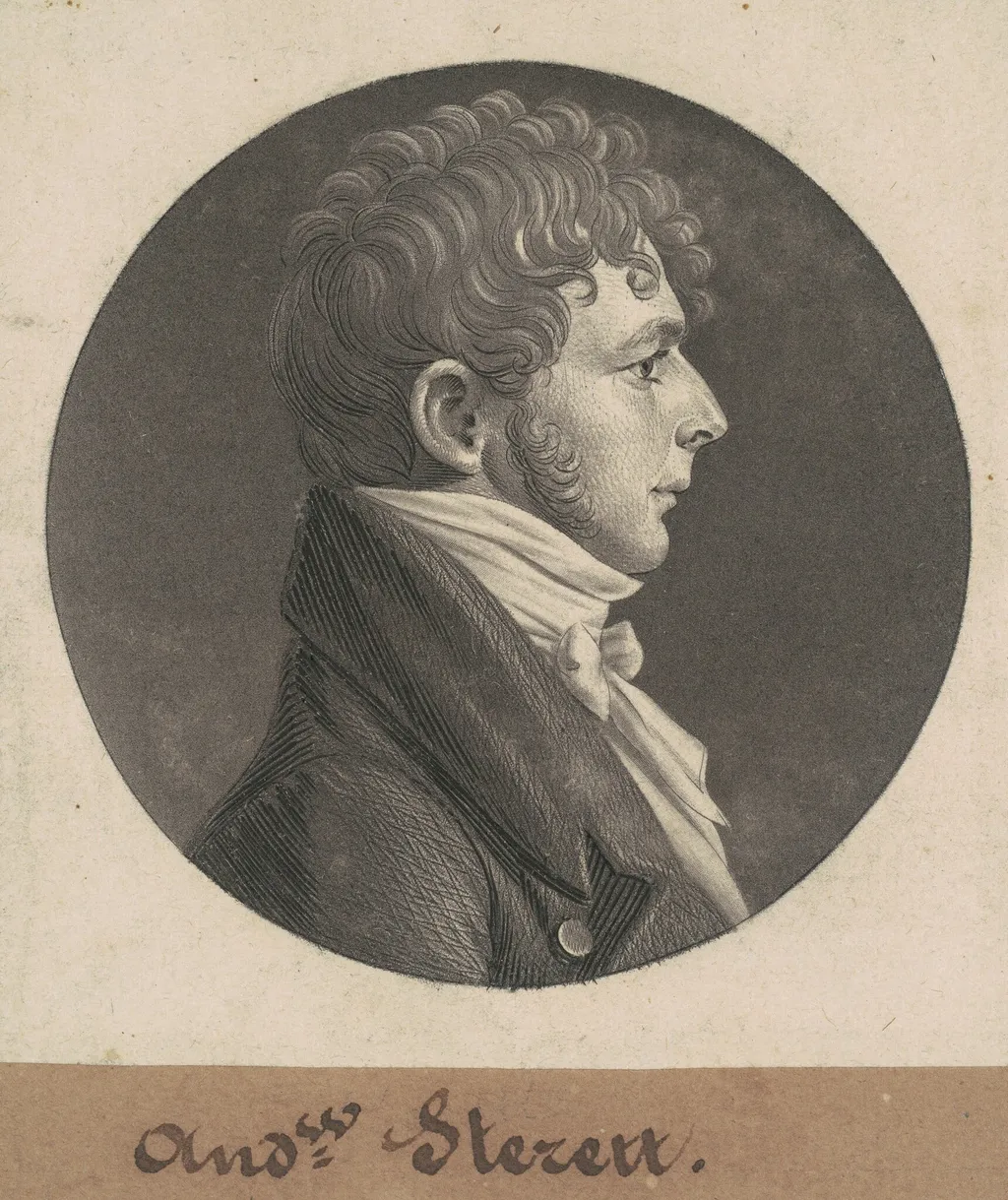 Andrew Sterett, by Charles Balthazar Julien Févret de Saint-Mémin, ink, 1803