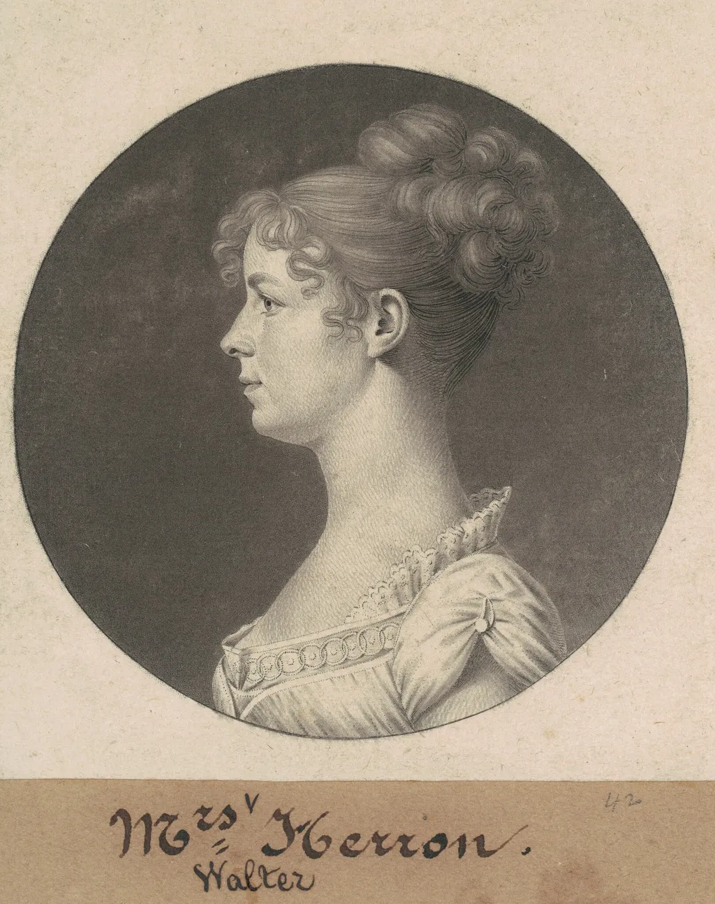 Ann Plume Herron, by Charles Balthazar Julien Févret de Saint-Mémin, ink, 1808