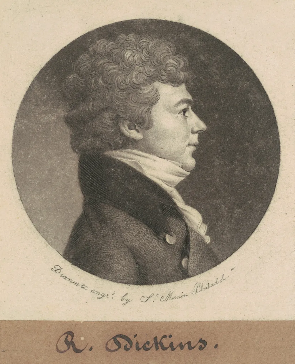Asbury Dickins, by Charles Balthazar Julien Févret de Saint-Mémin, ink, 1801