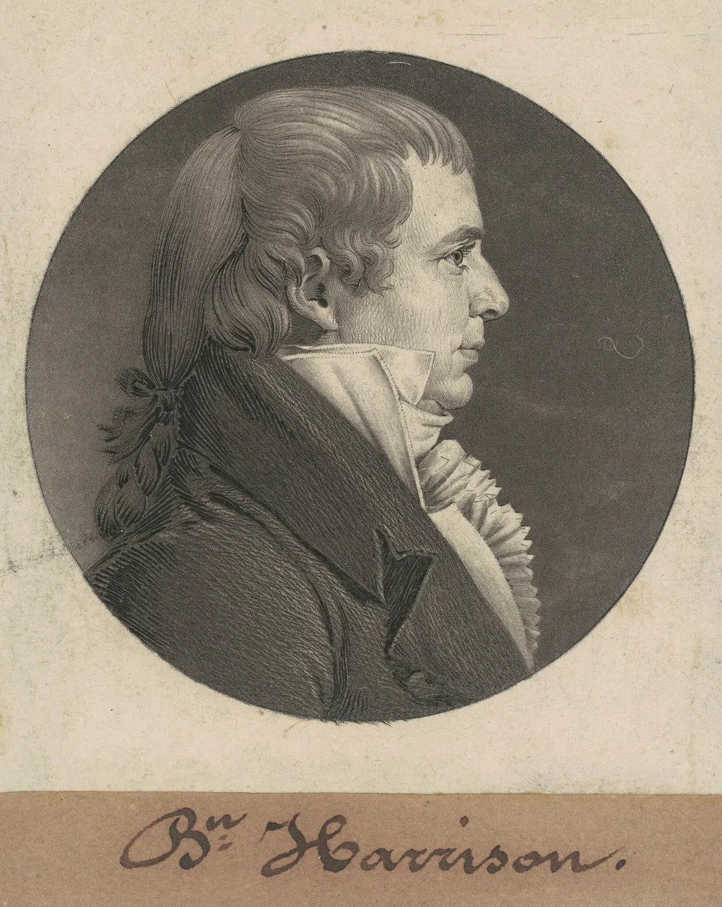 Benjamin Harrison, by Charles Balthazar Julien Févret de Saint-Mémin, ink, 1807
