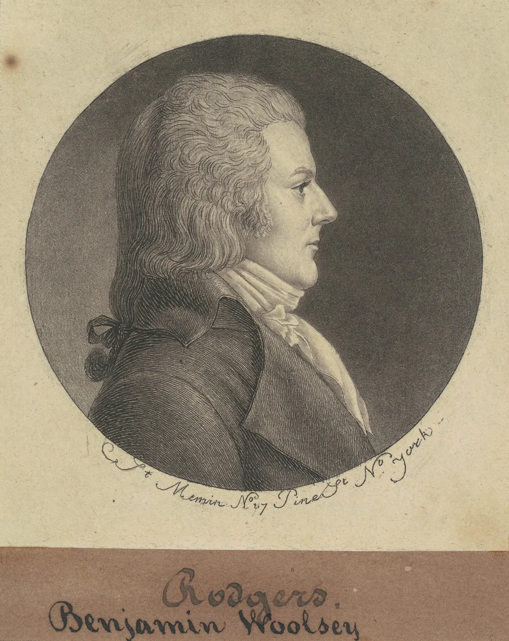 Benjamin Woolsey Rogers, by Charles Balthazar Julien Févret de Saint-Mémin, ink, 1796