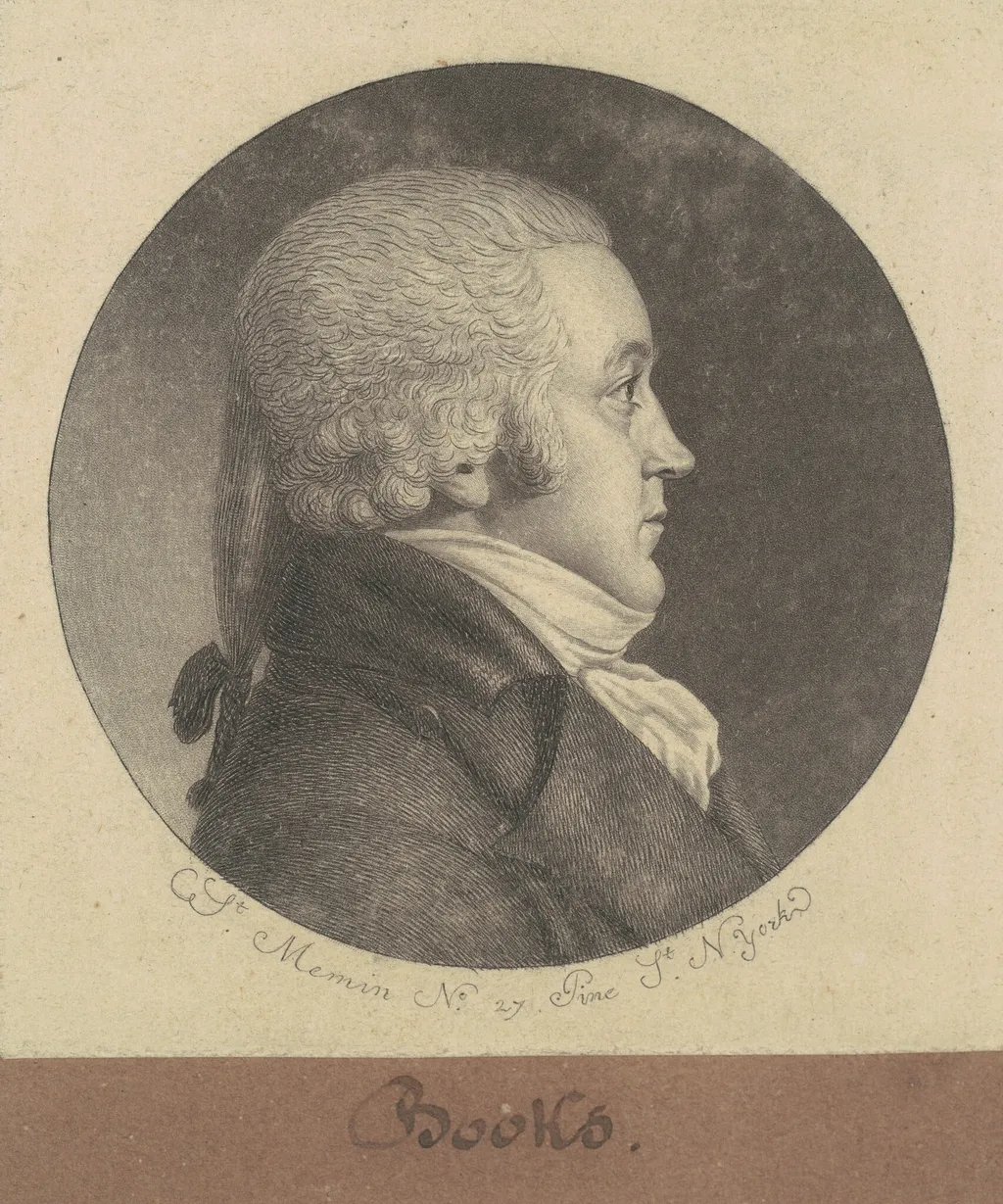 Brooks, by Charles Balthazar Julien Févret de Saint-Mémin, ink, 1797