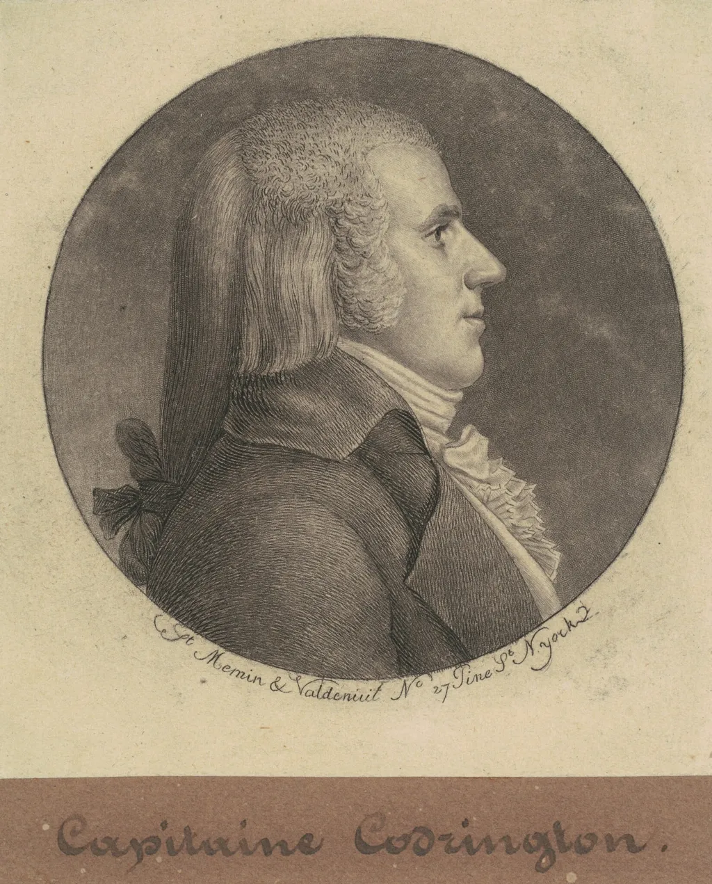 Captain Codrington, by Charles Balthazar Julien Févret de Saint-Mémin, ink, 1796
