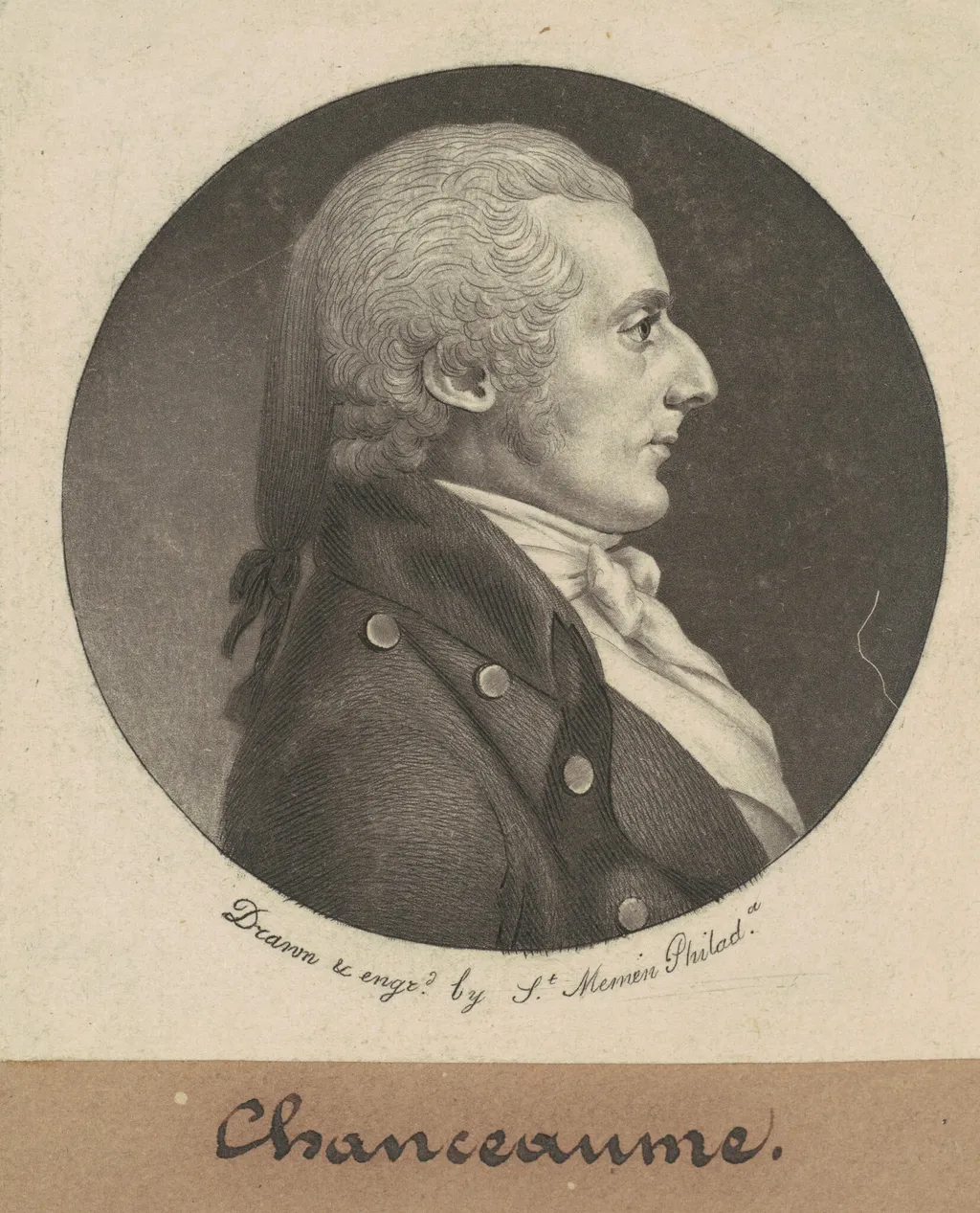 Chanceaume, by Charles Balthazar Julien Févret de Saint-Mémin, ink, 1801