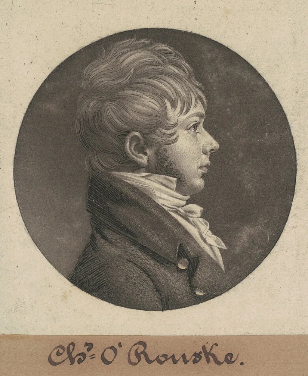 Charles O'Rourke, by Charles Balthazar Julien Févret de Saint-Mémin, ink, 1804