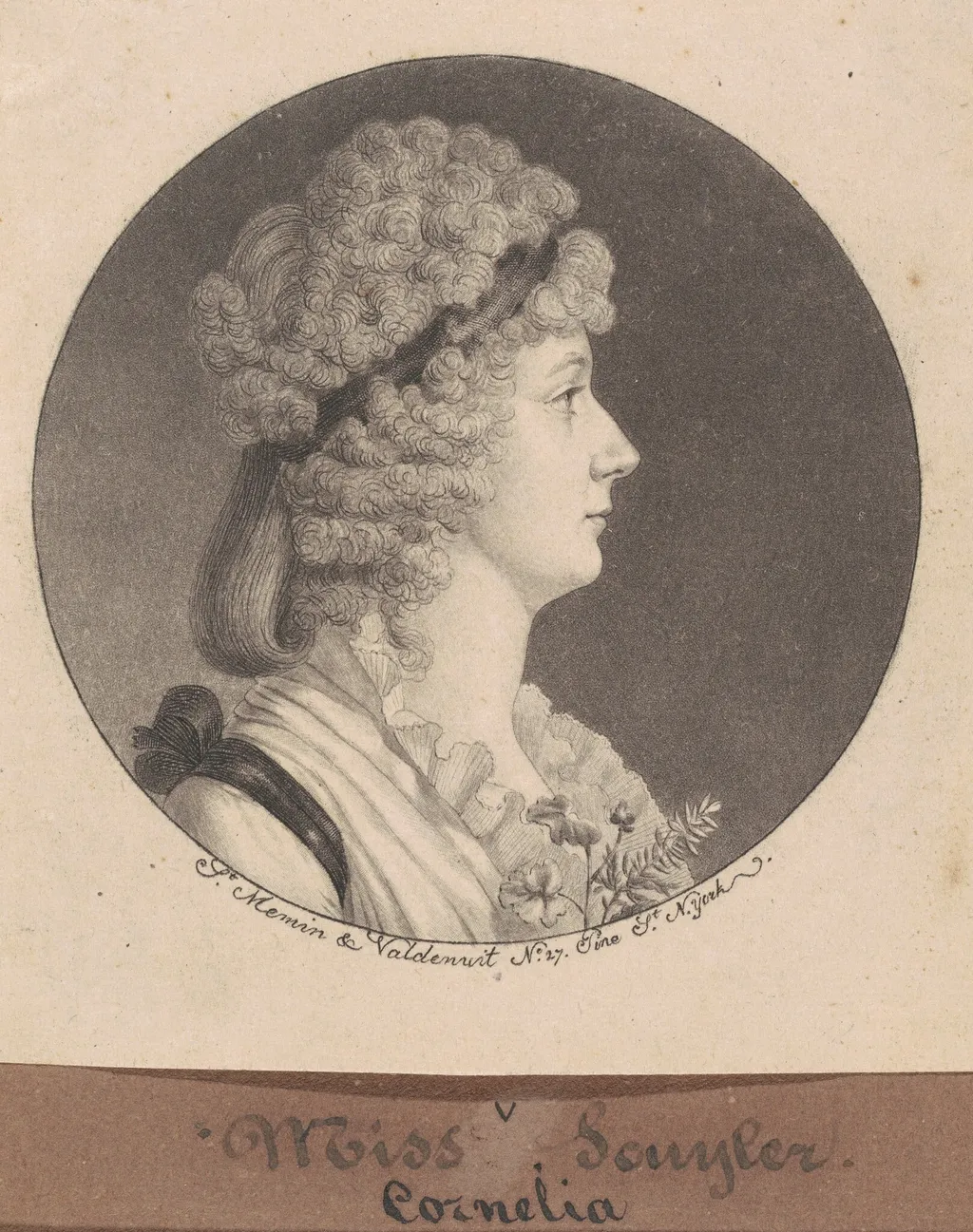Cornelia Schuyler Morton, by Charles Balthazar Julien Févret de Saint-Mémin, ink, 1797