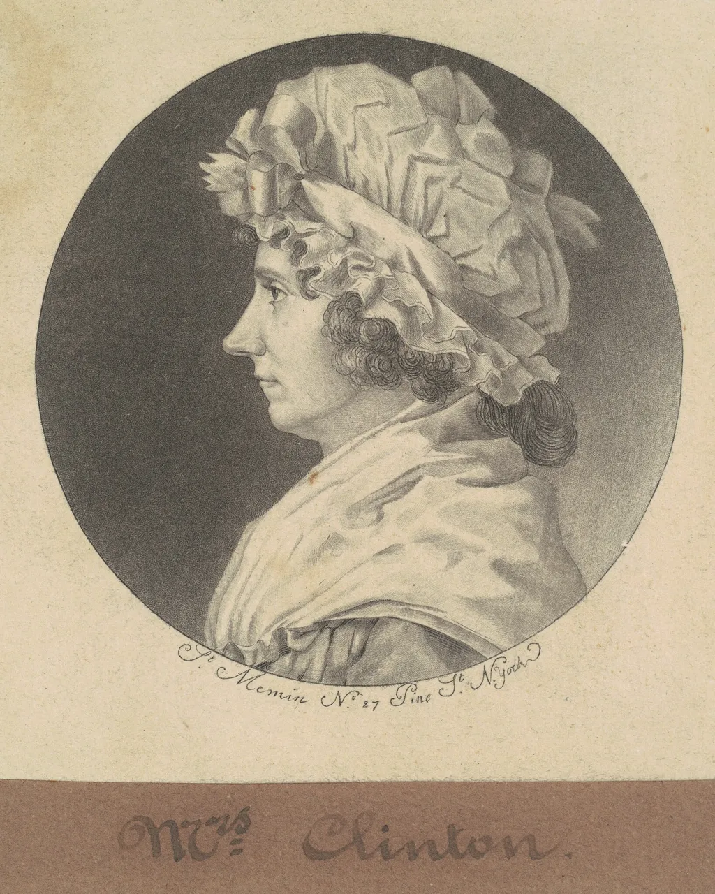 Cornelia Tappen Clinton, by Charles Balthazar Julien Févret de Saint-Mémin, ink, 1797