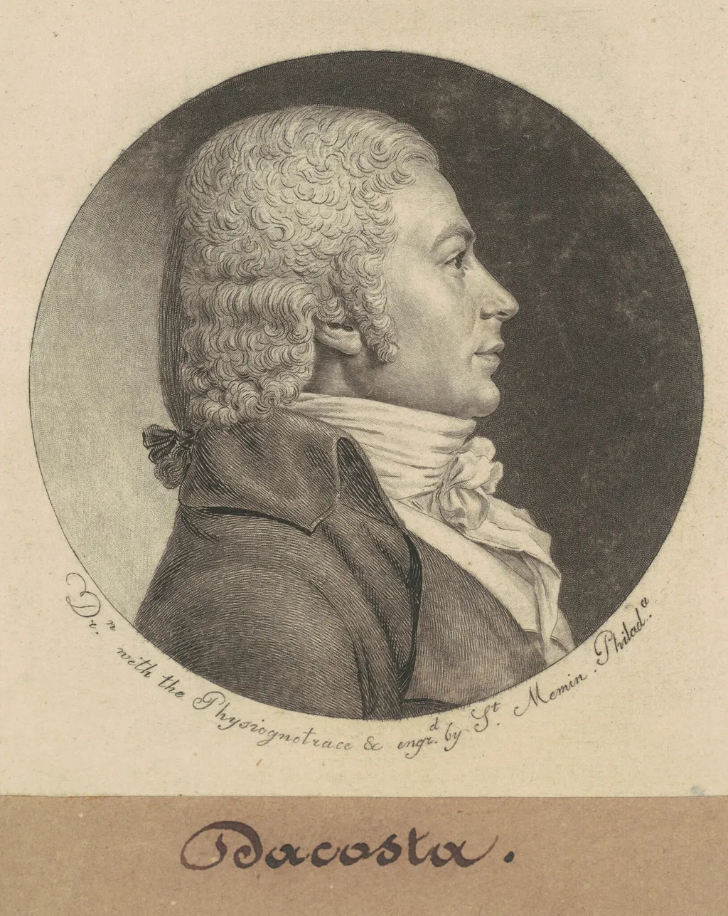 Dacosta, by Charles Balthazar Julien Févret de Saint-Mémin, ink, 1798