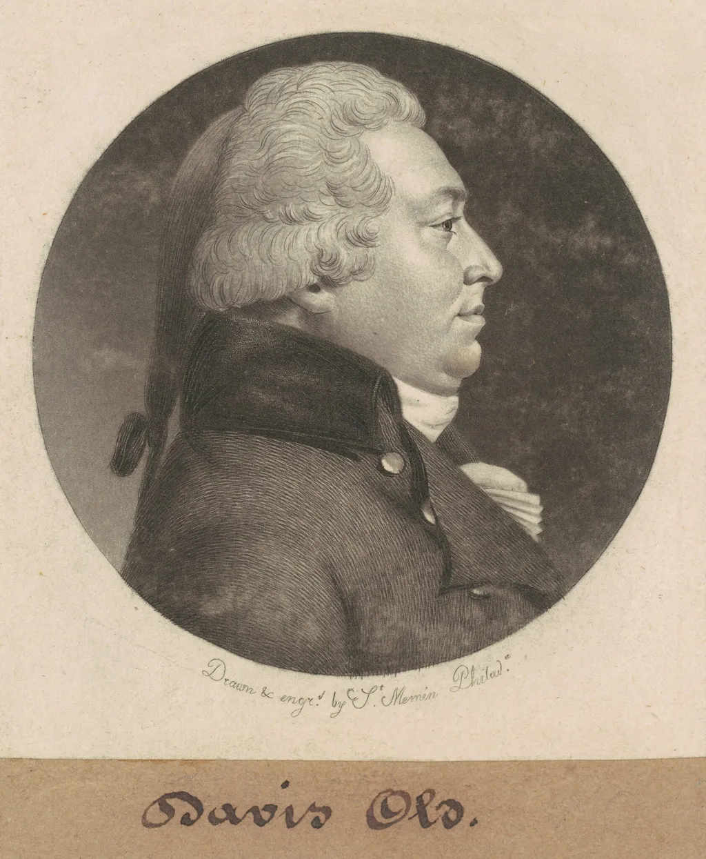 Davis Old, by Charles Balthazar Julien Févret de Saint-Mémin, ink, 1800