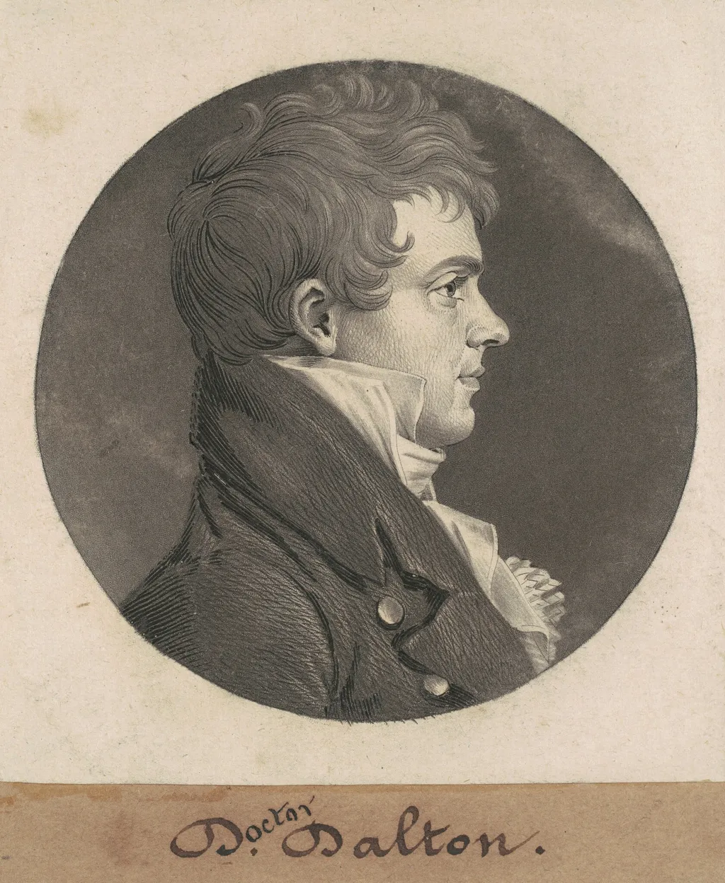 Doctor Dalton, by Charles Balthazar Julien Févret de Saint-Mémin, ink, 1809