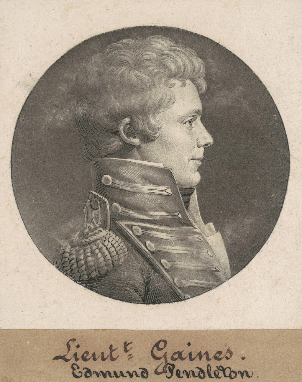 Edmund Pendleton Gaines, by Charles Balthazar Julien Févret de Saint-Mémin, ink, 1808