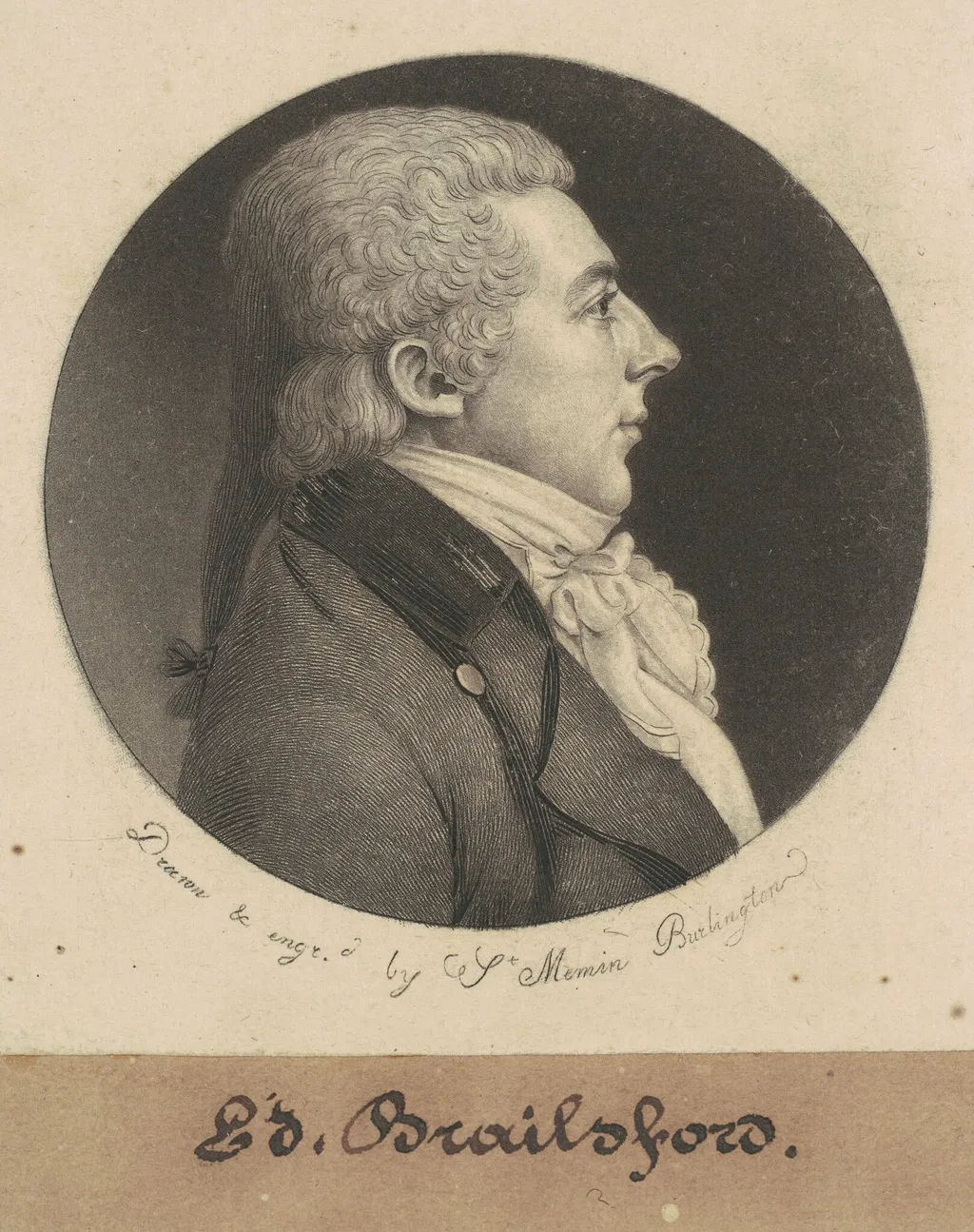Edward Brailsford, by Charles Balthazar Julien Févret de Saint-Mémin, ink, 1798