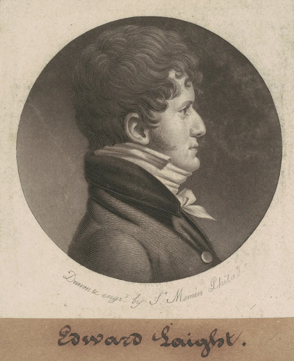 Edward Laight, by Charles Balthazar Julien Févret de Saint-Mémin, ink, 1807