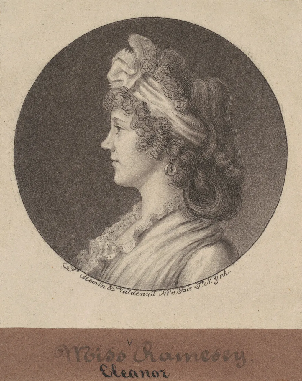Eleanor Ramsay Fitzwilliam, by Charles Balthazar Julien Févret de Saint-Mémin, ink, 1797