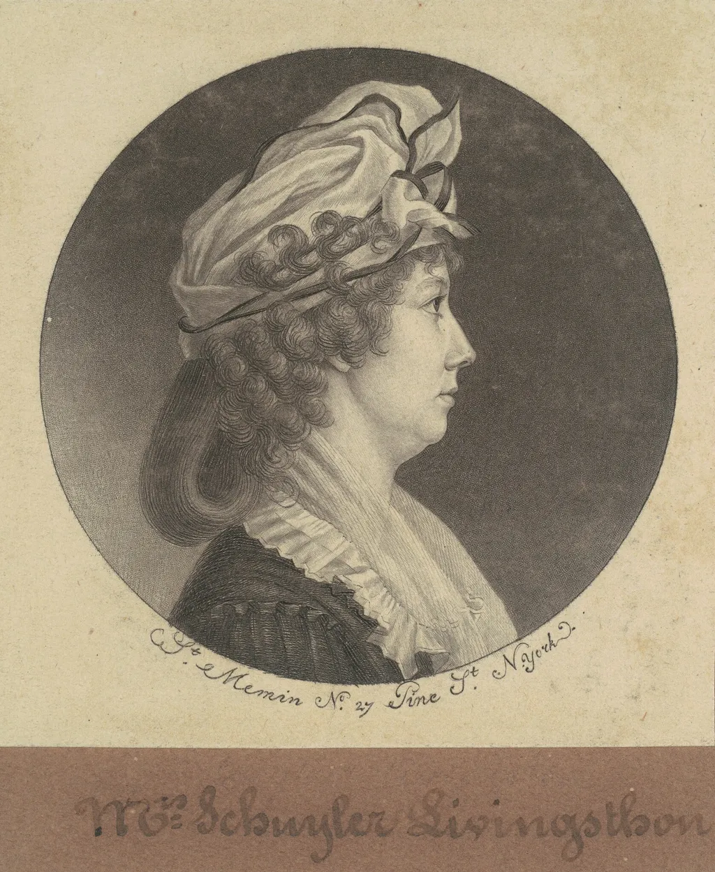 Eliza Barclay Livingston, by Charles Balthazar Julien Févret de Saint-Mémin, ink, 1797