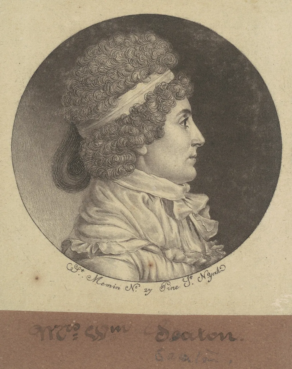Elizabeth Ann Bayley Seton, by Charles Balthazar Julien Févret de Saint-Mémin, ink, 1797