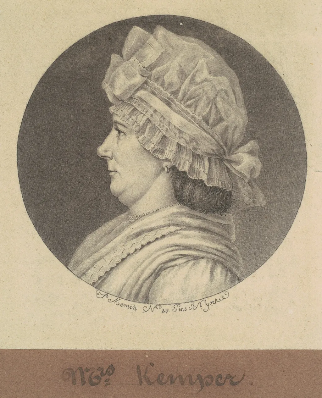 Elizabeth Marius Kemper, by Charles Balthazar Julien Févret de Saint-Mémin, ink, 1797
