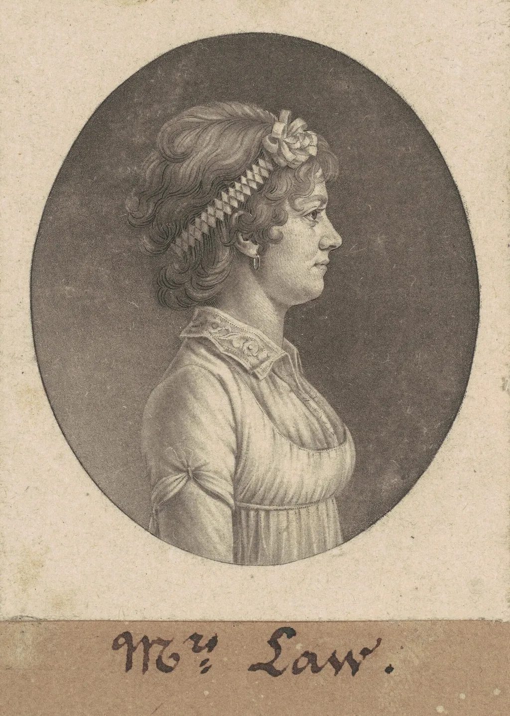Elizabeth Parke Custis Law, by Charles Balthazar Julien Févret de Saint-Mémin, ink, 1805