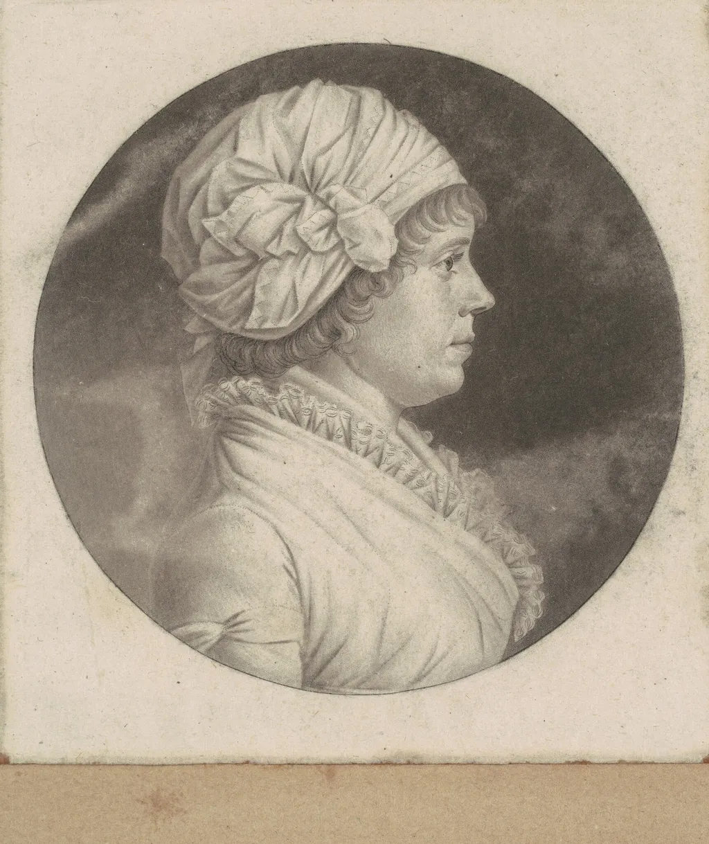 Elizabeth Rittenhouse Sergeant, by Charles Balthazar Julien Févret de Saint-Mémin, ink, 1800