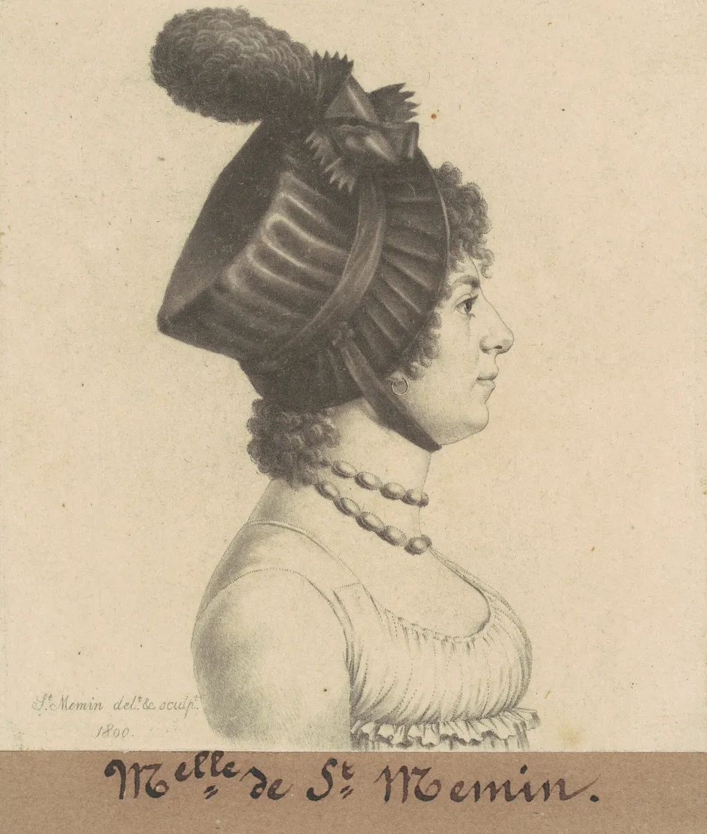 Étiennette-Charlotte-Adélaïde Févret de Saint-Mémin, by Charles Balthazar Julien Févret de Saint-Mémin, ink, 1800
