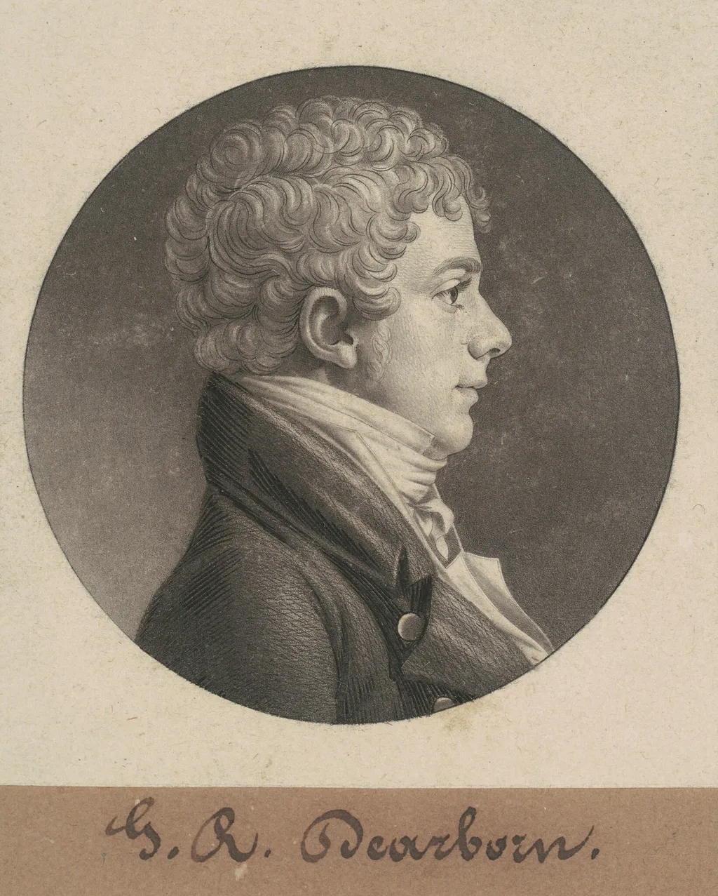 George Raleigh Dearborn, by Charles Balthazar Julien Févret de Saint-Mémin, ink, 1806