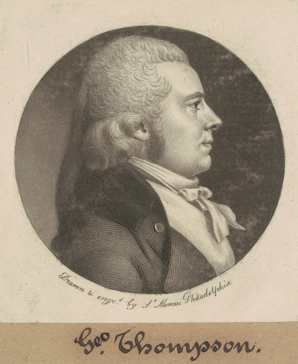 George Thompson, by Charles Balthazar Julien Févret de Saint-Mémin, ink, 1799