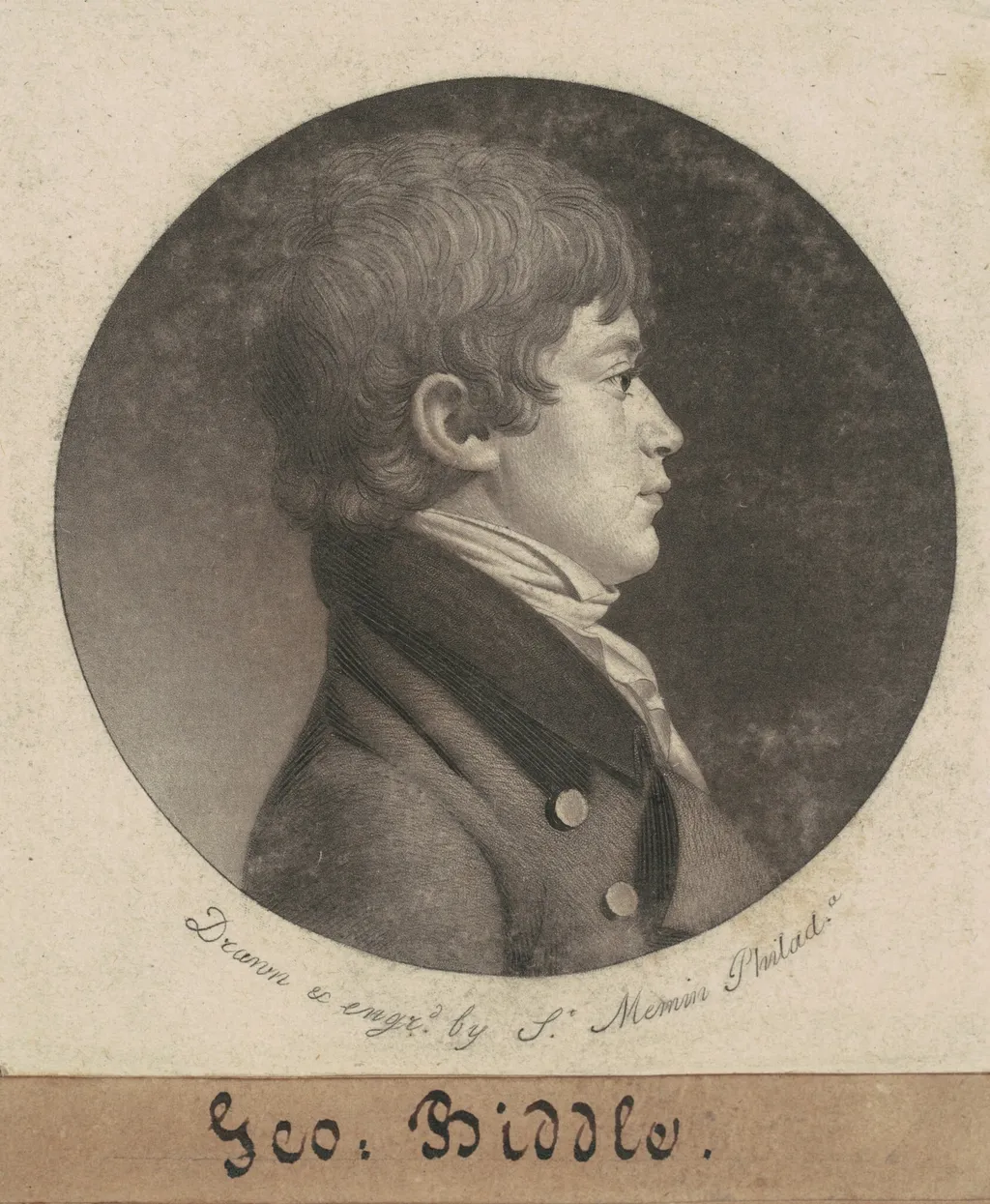 George Washington Biddle, by Charles Balthazar Julien Févret de Saint-Mémin, ink, 1801