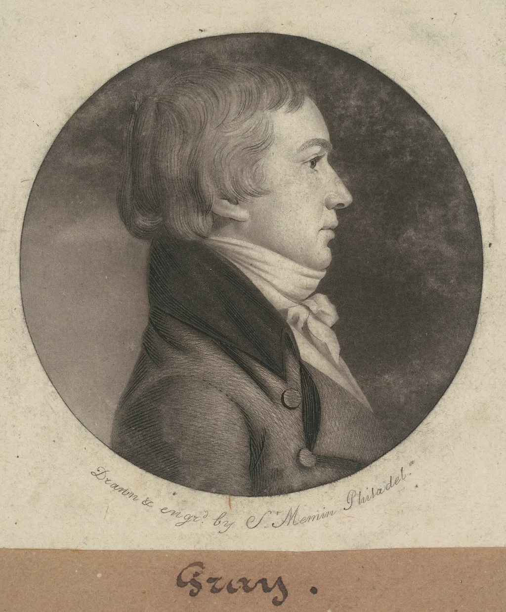 Gray, by Charles Balthazar Julien Févret de Saint-Mémin, ink, 1802