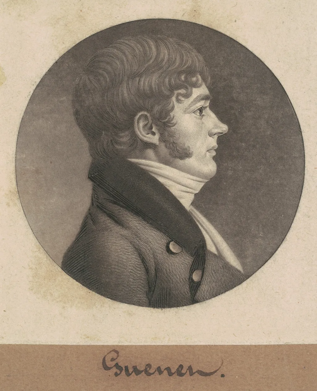 Guenet, by Charles Balthazar Julien Févret de Saint-Mémin, ink, 1803