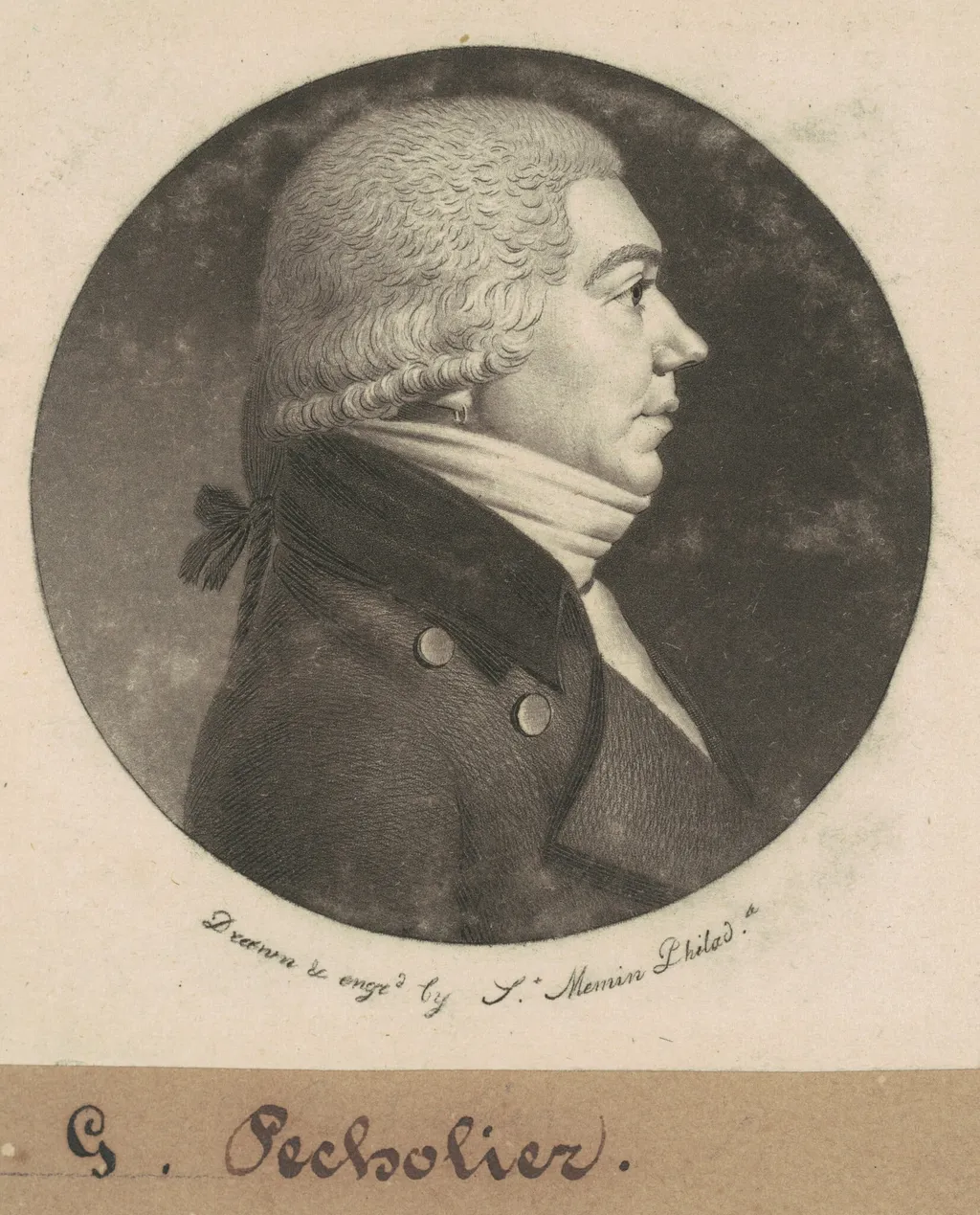 Guillaume Pecholier, by Charles Balthazar Julien Févret de Saint-Mémin, ink, 1800