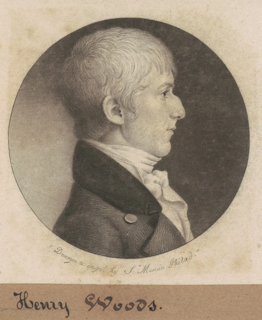 Henry Woods, by Charles Balthazar Julien Févret de Saint-Mémin, ink, 1802
