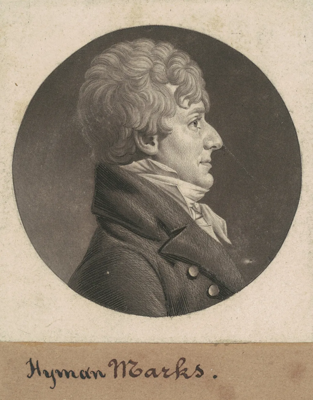 Hyman Marks, by Charles Balthazar Julien Févret de Saint-Mémin, ink, 1805