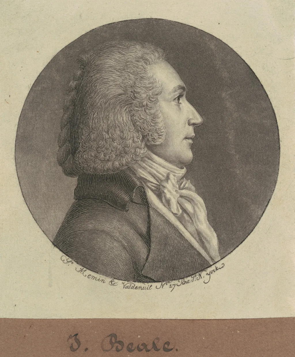 J. Beale, by Charles Balthazar Julien Févret de Saint-Mémin, ink, 1796