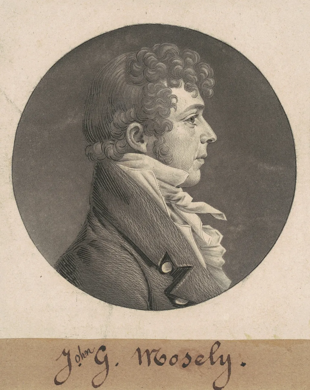 J. G. Mosely, by Charles Balthazar Julien Févret de Saint-Mémin, ink, 1808