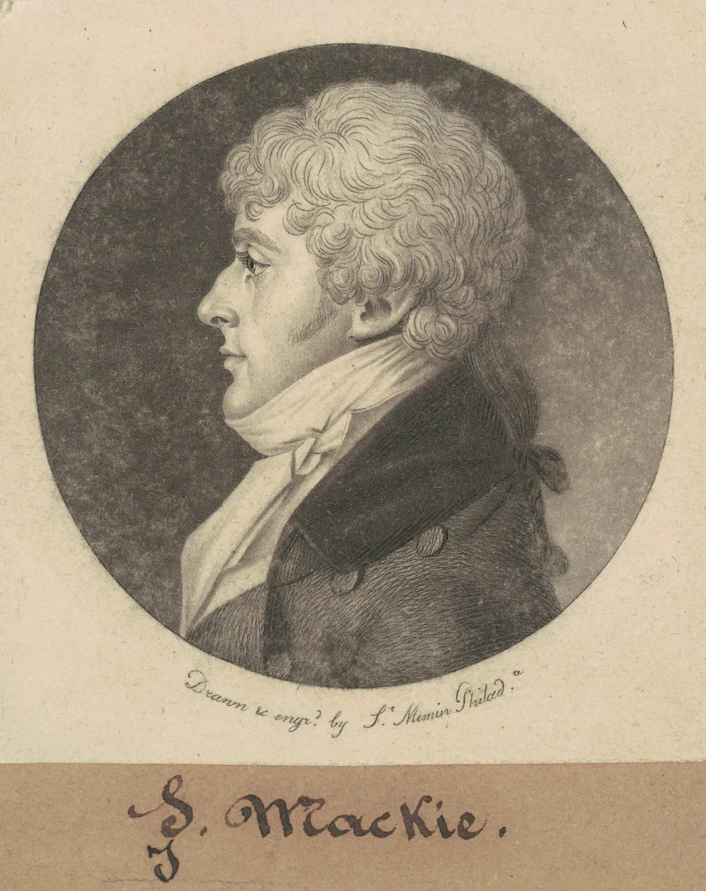 J. McKie, by Charles Balthazar Julien Févret de Saint-Mémin, ink, 1800