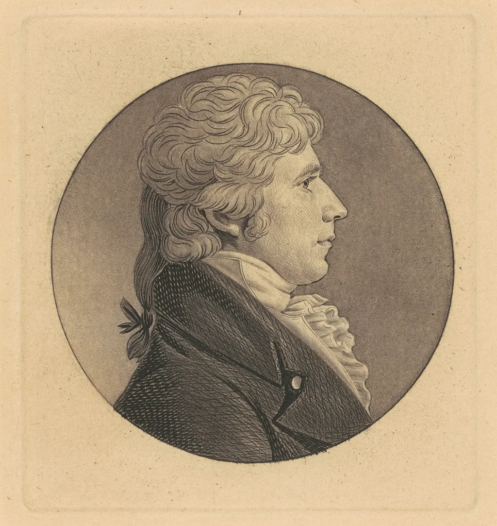 James Campbell, by Charles Balthazar Julien Févret de Saint-Mémin, ink, 1804