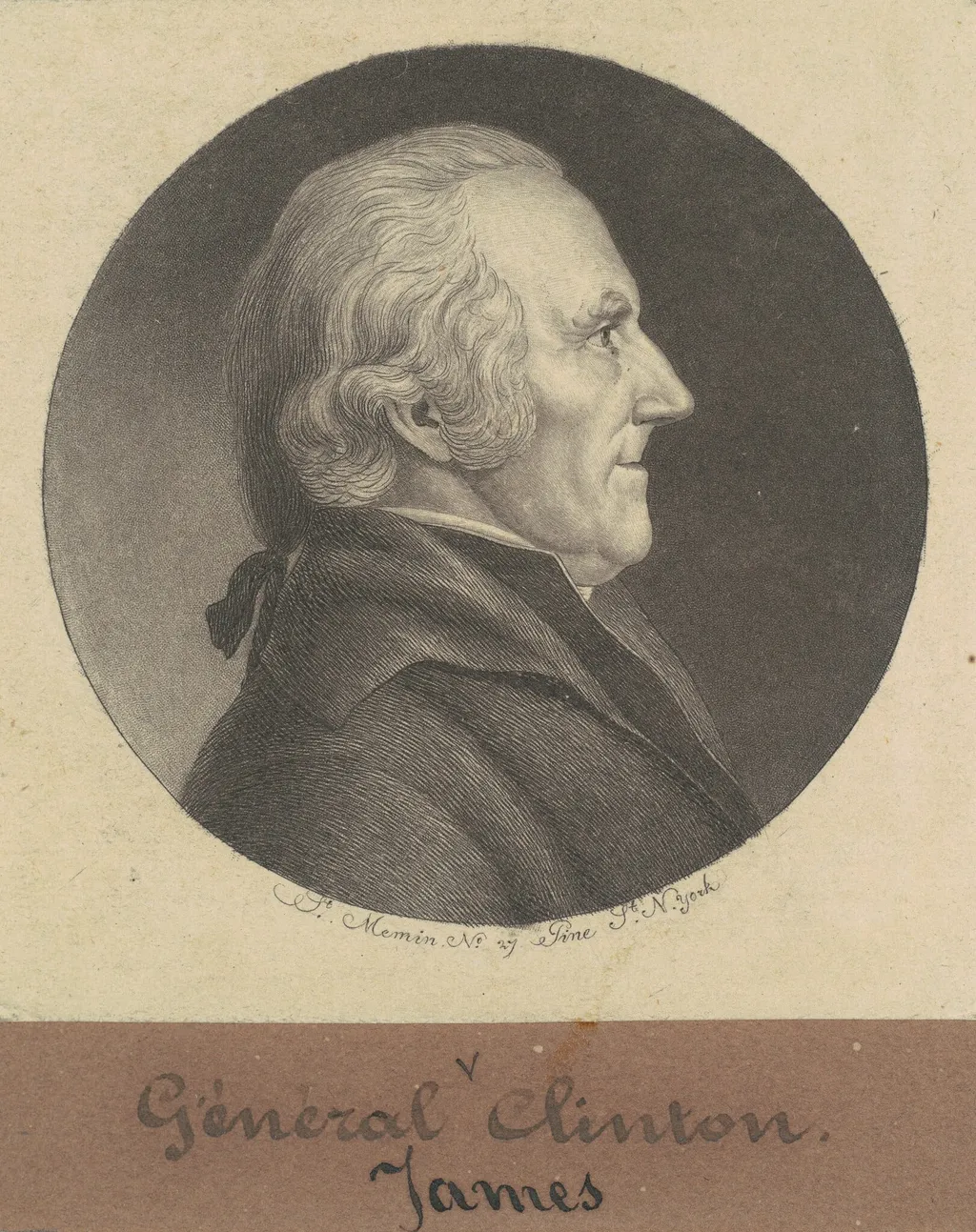 James Clinton, by Charles Balthazar Julien Févret de Saint-Mémin, ink, 1797