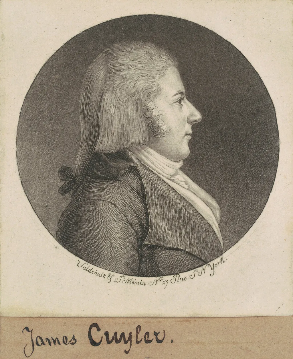 James Cuyler, by Charles Balthazar Julien Févret de Saint-Mémin, ink, 1796