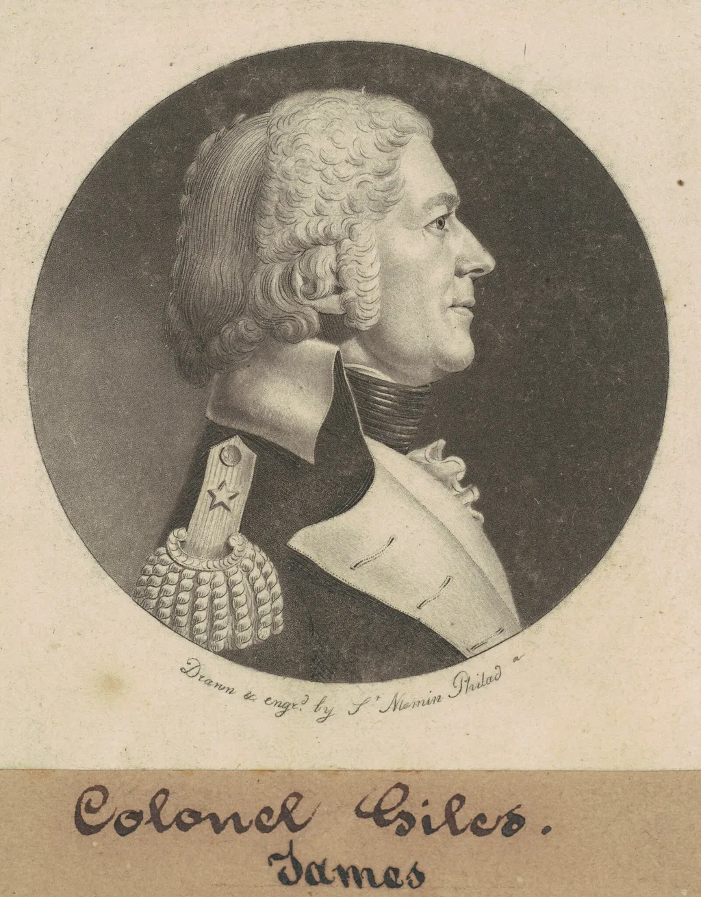 James Giles, by Charles Balthazar Julien Févret de Saint-Mémin, ink, 1799
