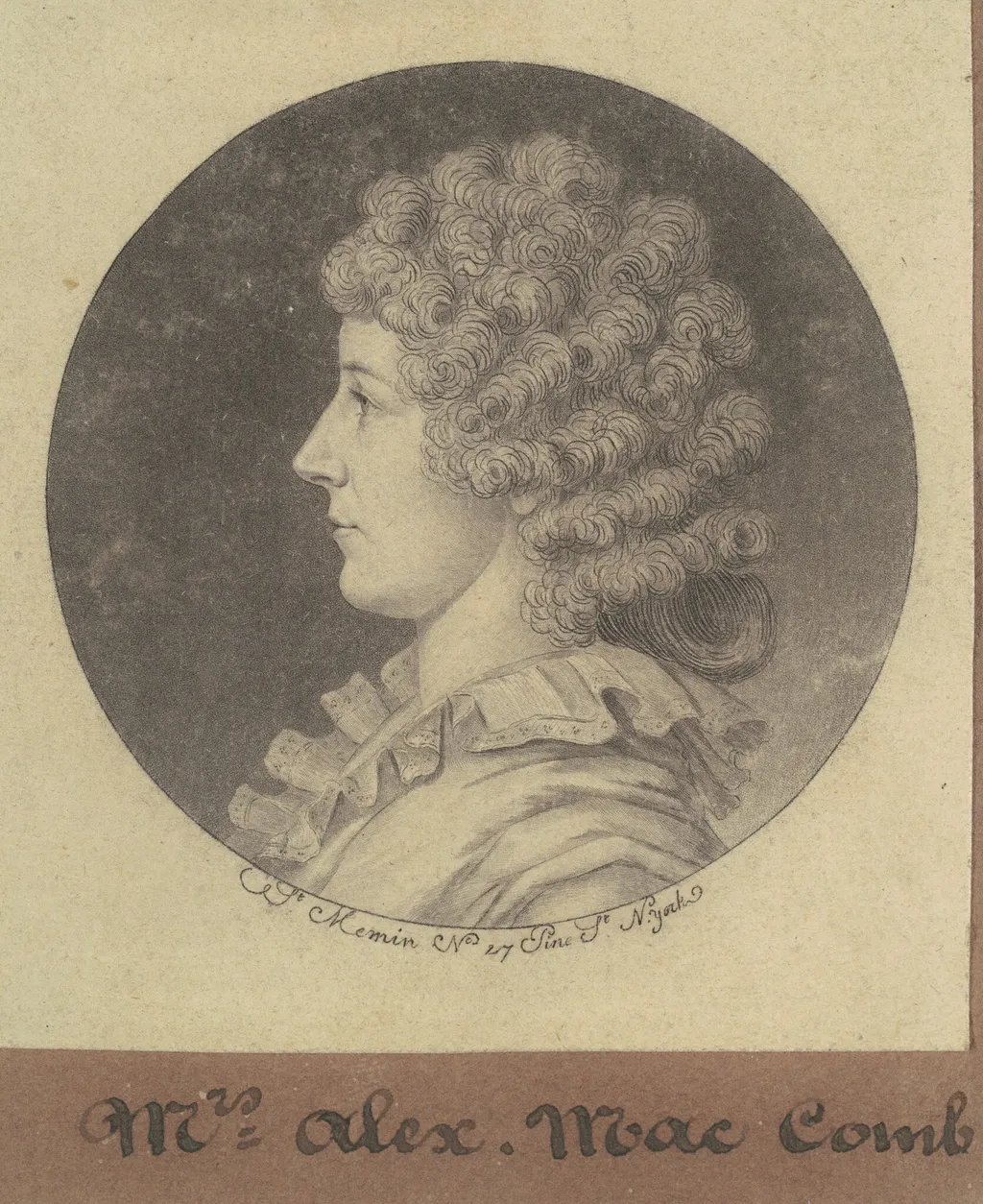 Janette Marshall Macomb, by Charles Balthazar Julien Févret de Saint-Mémin, ink, 1797