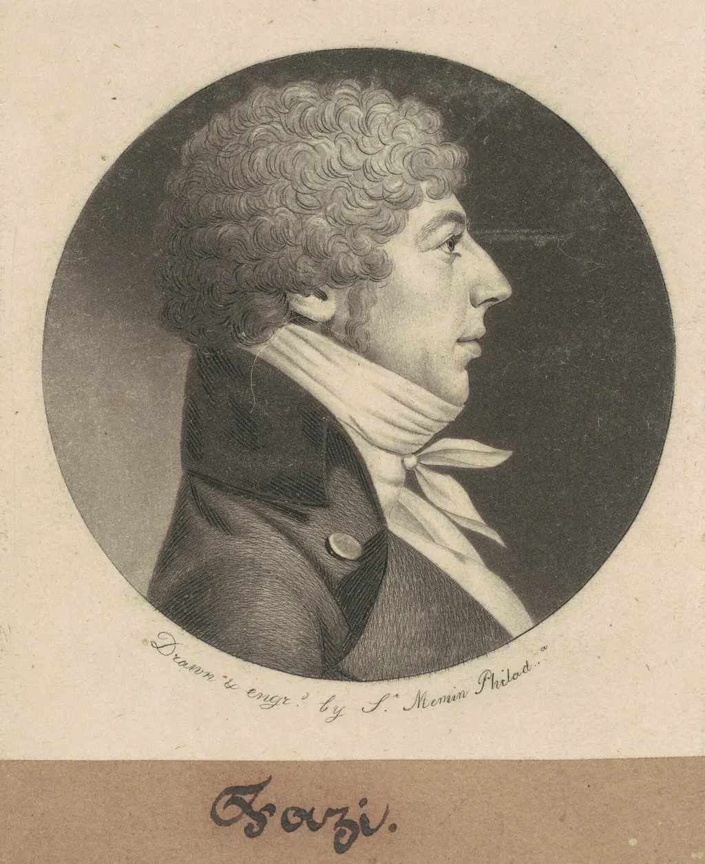 Jean Salomon Fazi, by Charles Balthazar Julien Févret de Saint-Mémin, ink, 1800