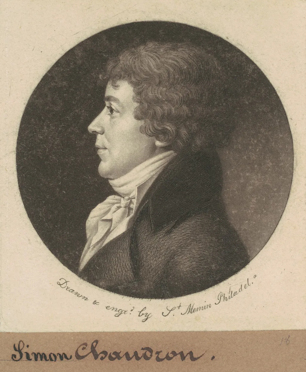 Jean Simon Chaudron, by Charles Balthazar Julien Févret de Saint-Mémin, ink, 1801